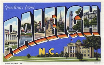 'Greetings from Raleigh, North Carolina', postcard, 1941. Artist: Unknown
