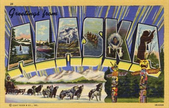 'Greetings from Alaska', postcard, 1942. Artist: Unknown