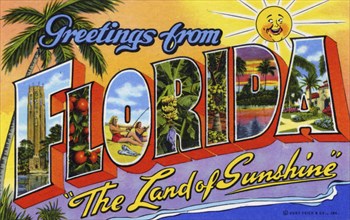 'Greetings from Florida, the Land of Sunshine', postcard, 1942. Artist: Unknown
