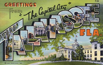 'Greetings from the Capital City, Tallahassee, Florida', postcard, 1942. Artist: Unknown