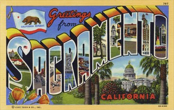 'Greetings from Sacramento, California', postcard, 1943. Artist: Unknown