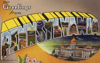 'Greetings from Pennsylvania', postcard, 1943. Artist: Unknown
