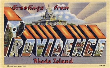 'Greetings from Providence, Rhode Island', postcard, 1943. Artist: Unknown