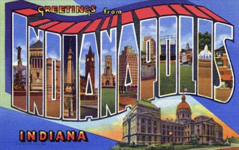 'Greetings from Indianapolis, Indiana', postcard, 1948. Artist: Unknown