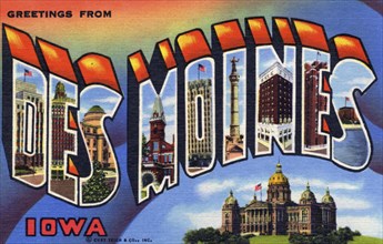 'Greetings from Des Moines, Iowa', postcard, 1944. Artist: Unknown