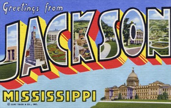 'Greetings from Jackson, Mississippi', postcard, 1955. Artist: Unknown