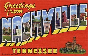 'Greetings from Nashville, Tennessee', postcard, 1956. Artist: Unknown