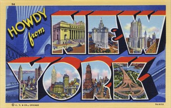 'Howdy from New York', postcard, 1937. Artist: Unknown