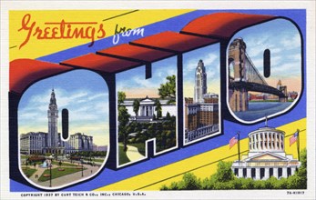 'Greetings from Ohio', postcard, 1937. Artist: Unknown