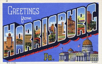 'Greetings from Harrisburg, Pennsylvania', postcard, 20th century. Artist: Unknown