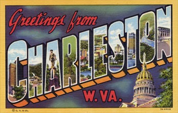 'Greetings from Charleston, West Virginia', postcard, 1937. Artist: Unknown