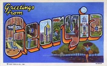 'Greetings from Georgia', postcard, 1938. Artist: Unknown