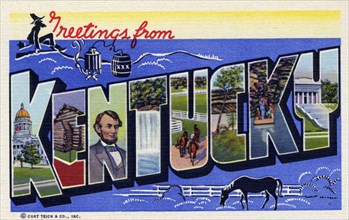 'Greetings from Kentucky', postcard, 1939. Artist: Unknown