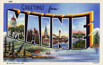 'Greetings from Maine', postcard, 1939. Artist: Unknown