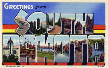 'Greetings from South Dakota', postcard, 1939. Artist: Unknown