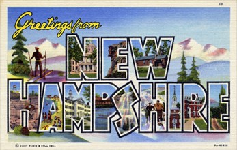'Greetings from New Hampshire', postcard, 1939. Artist: Unknown