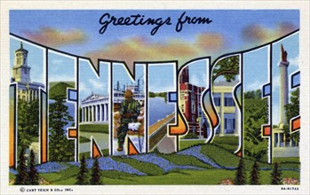 'Greetings from Tennessee', postcard, 1939. Artist: Unknown