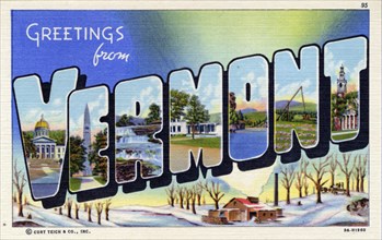 'Greetings from Vermont', postcard, 1939. Artist: Unknown