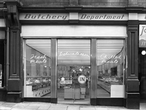 New Co-op central butcher's department, Barnsley, South Yorkshire, 1957. Artist: Michael Walters