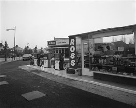 A petrol station forecourt, Grimsby, Lincolnshire, 1965.  Artist: Michael Walters