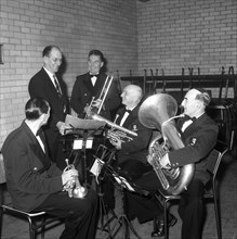 The Horden Colliery Band during practice, 1963.  Artist: Michael Walters