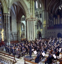 The Halle Orchestra in a performance at Lincoln Cathedral, Lincolnshire, 1973. Artist: Michael Walters