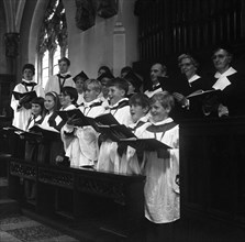 The choir from Brampton Parish Church singing during a service, Rotherham, 1969. Artist: Michael Walters