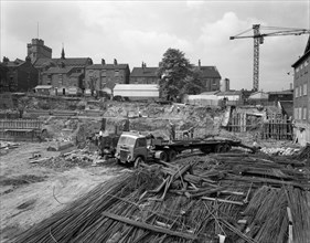 Preparation for construction work, Sheffield University, South Yorkshire, 1960. Artist: Michael Walters