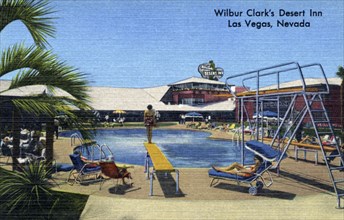Swimming pool, Wilbur Clark's Desert Inn, Las Vegas, Nevada, USA, 1951. Artist: Unknown
