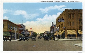 'Looking West on Fremont Street, Las Vegas, Nevada', postcard, 1932. Artist: Unknown