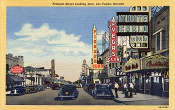 'Fremont Street Looking East, Las Vegas, Nevada', postcard, 1946. Artist: Unknown
