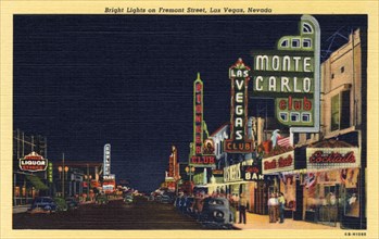 'Brights Lights on Fremont Street, Las Vegas, Nevada', postcard, 1946. Artist: Unknown