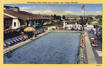 'Swimming Pool, Hotel Last Frontier, Las Vegas, Nevada', postcard, 1946. Artist: Unknown