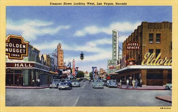 'Fremont Street Looking West, Las Vegas, Nevada', postcard, 1946. Artist: Unknown