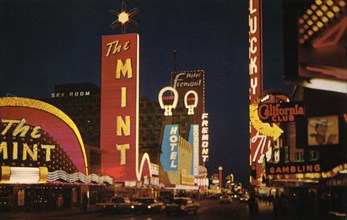 Night view looking east on Fremont Street, Las Vegas, Nevada, USA, 1966. Artist: Unknown