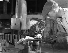 Forging at the foundry of AT Green & Sons Ltd, Rotherham, South Yorkshire, 1963. Artist: Michael Walters