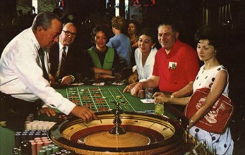 Playing roulette in a casino, Las Vegas, Nevada, USA, 1967. Artist: Unknown