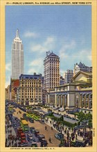 Public Library, 5th Avenue and 42nd Street, New York City, New York, USA, 1933. Artist: Unknown