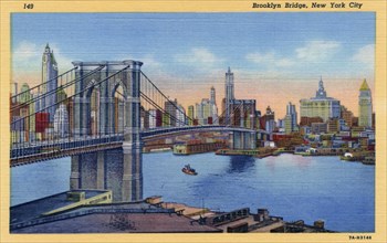 Brooklyn Bridge, New York City, New York, USA, 1937. Artist: Unknown