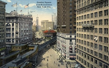 Greeley Square and Broadway, New York City, New York, USA, 1916. Artist: Unknown