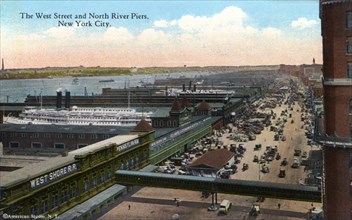 The West Street and North River Piers, New York City, New York, USA, 1916. Artist: Unknown