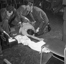 First aid competition, Mexborough, South Yorkshire, 1961. Artist: Michael Walters