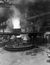 Casting a pole magnet, the Edgar Allen Steel Co, Sheffield, South Yorkshire, 1963. Artist: Michael Walters