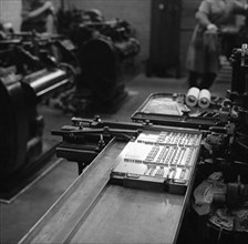 Type being set at the White Rose Press, Mexborough, South Yorkshire, 1968. Artist: Michael Walters