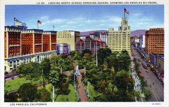 Looking north across Pershing Square, Los Angeles, California, USA, 1931. Artist: Unknown