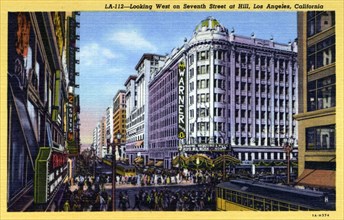 Looking west on 7th Street at Hill Street, Los Angeles, California, USA, 1931. Artist: Unknown