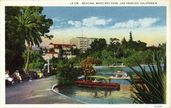 Boating, Westlake Park, Los Angeles, California, USA, 1931. Artist: Unknown