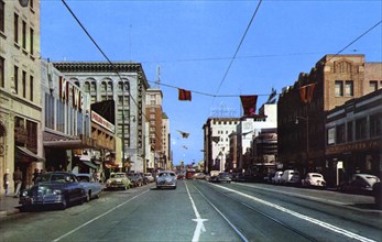 Looking east on Hollywood Boulevard, Hollywood, Los Angeles, California, USA, 1953. Artist: Unknown