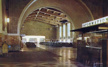Waiting room, Union Station, Los Angeles, California, USA, 1953. Artist: Unknown