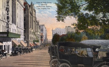 View of 5th Street showing the Auditorium Theatre, Los Angeles, California, USA, 1915. Artist: Unknown